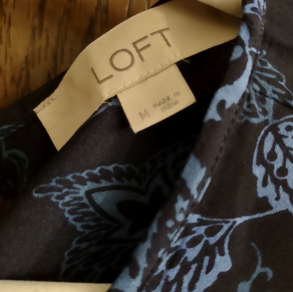 LOFT Blue Floral Peasant Blouse - Picture 3 of 4
